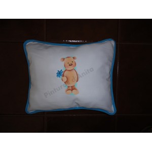 Almofada com ursinho turquesa