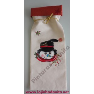 saco de garrafas com boneco de neve