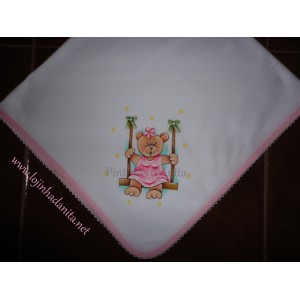 fralda com urso - rosa