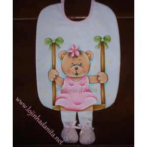 Babete com pernas e urso - rosa