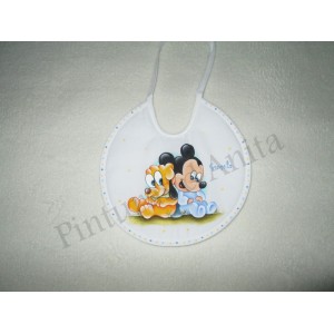 Babate pintado com mickey e pluto