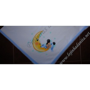 Fralda pintada com mickey na lua