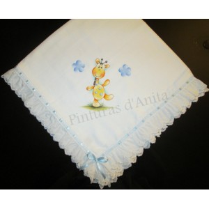 Fralda com bordado e girafa pintada