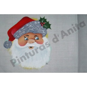 pano pintado com cara do pai natal