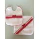 Conjunto fralda + babete de malha (quadrilet com folhos)