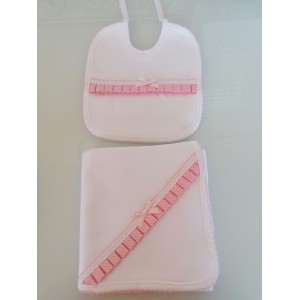Conjunto fralda + babete de malha (pintar - com folhos e la&ccedil;o )